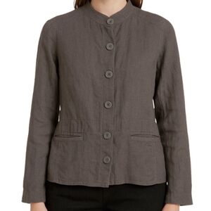 EILEEN FISHER Irish Linen Stand Collar Jacket